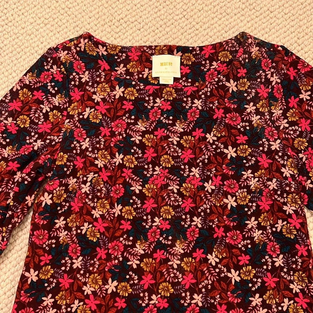💕💕HPx3 Boho💕💕NWOT. Maeve / Anthropologie top. Textured, floral fabric - Picture 3 of 9